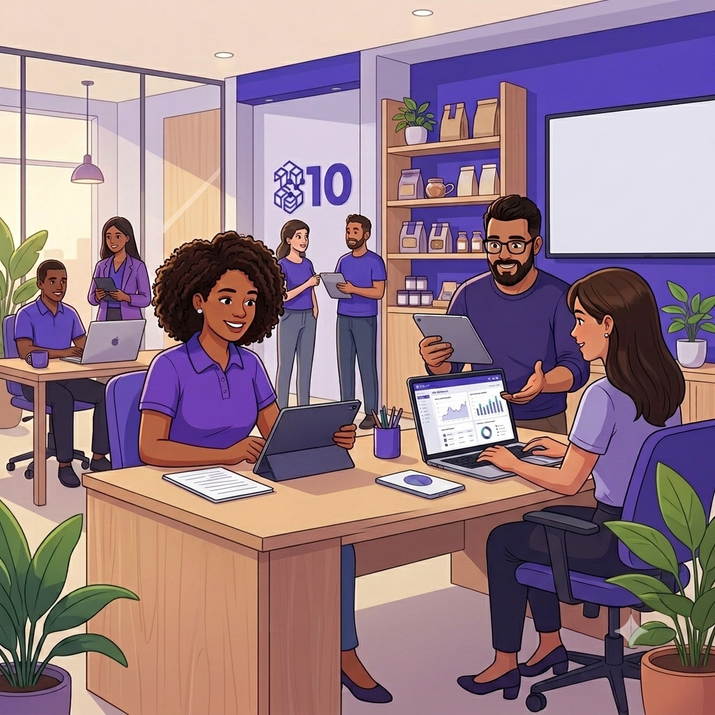 Equipe usando o Sys10 ERP